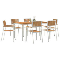 Berkfield Garden Dining Set 7 Pcs Brown Solid Teak Wood - thumbnail 3