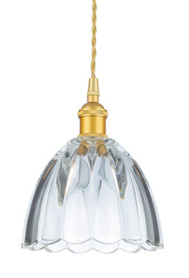Luminosa Lighting Luminosa Wilshire Dome Pendant Light Satin Gold With Decorative Glass