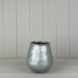 Small Frosted Silver Glass Tealight Holder