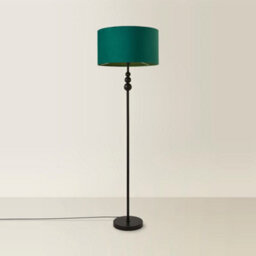 Valuelights Marissa Matte Black Stacked Ball Floor Lamp With Forest Green Velvet Shade - thumbnail 6