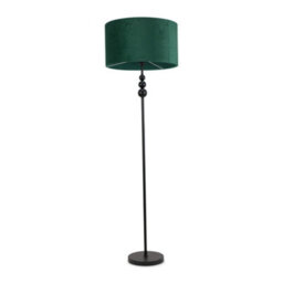 Valuelights Marissa Matte Black Stacked Ball Floor Lamp With Forest Green Velvet Shade - thumbnail 2
