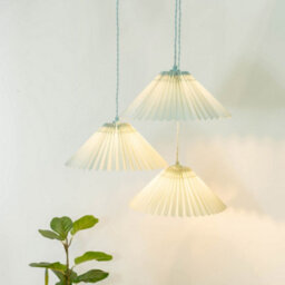 Valuelights Akira Blue 3 Way Hanging Pendant Ceiling Light With Pleated Lampshade - Led Bulbs Included - thumbnail 5