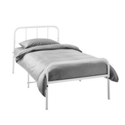 House of Home Single White Bed Frame Metal Rounded Headboard Easy Assembly Under Bed Base Storage Space - thumbnail 3