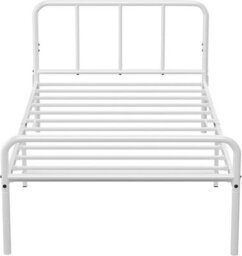 House of Home Single White Bed Frame Metal Rounded Headboard Easy Assembly Under Bed Base Storage Space - thumbnail 7