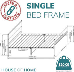 House of Home Single White Bed Frame Metal Rounded Headboard Easy Assembly Under Bed Base Storage Space - thumbnail 2