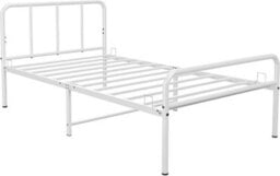 House of Home Single White Bed Frame Metal Rounded Headboard Easy Assembly Under Bed Base Storage Space - thumbnail 5