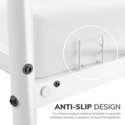 House of Home Single White Bed Frame Metal Rounded Headboard Easy Assembly Under Bed Base Storage Space - thumbnail 6