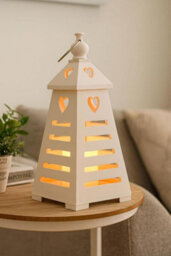Marco Paul Large Pre-Lit Flameless Candle Holder Pyramid - White - thumbnail 5
