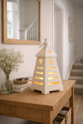 Marco Paul Large Pre-Lit Flameless Candle Holder Pyramid - White - thumbnail 3