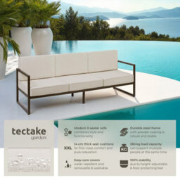 Tectake Garden Furniture Comosa - For 3 People, Xxl Padding, 1 Sofa - Brown/beige - 1 - thumbnail 2