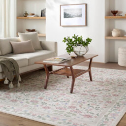 Livabliss Thistle-Washable White Pink Green Blue Modern Floral Living Dining Rug 200 X 275 Cm Easy Care, Non Shedding - thumbnail 8