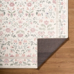 Livabliss Thistle-Washable White Pink Green Blue Modern Floral Living Dining Rug 200 X 275 Cm Easy Care, Non Shedding - thumbnail 3