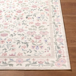 Livabliss Thistle-Washable White Pink Green Blue Modern Floral Living Dining Rug 200 X 275 Cm Easy Care, Non Shedding - thumbnail 4