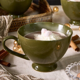 Set Of 12 Montmartre Large Olive Green Ceramic Tea Cups Coffee Mugs H9.7Cm X Dia13.5Cm - thumbnail 3