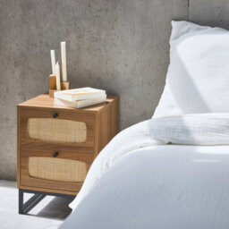 Sweeek - Wood And Cane Bedside Table Retro Natural 40X40X52 Cm - thumbnail 6