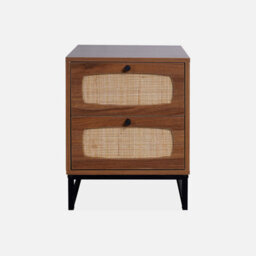 Sweeek - Wood And Cane Bedside Table Retro Natural 40X40X52 Cm - thumbnail 2