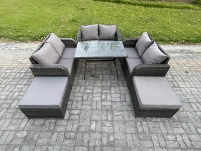 Fimous Garden Furniture Sets 8 Seater Rattan Furniture Manual Wicker Sofa Patio Conversation Set With 2 Big Footstool - image 1