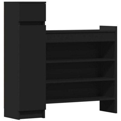 Berkfield Sturdy Shoe Cabinet Black 100.5X28X100 Cm Engineered Wood
