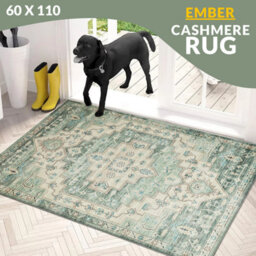 Ameha Ember Cashmere Door Rug Modern Bedroom Mats Entrance Door Olive Green & Beige Mats 60 X 110 Cm