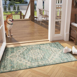 Ameha Ember Cashmere Door Rug Modern Bedroom Mats Entrance Door Olive Green & Beige Mats 60 X 110 Cm - thumbnail 4