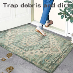 Ameha Ember Cashmere Door Rug Modern Bedroom Mats Entrance Door Olive Green & Beige Mats 60 X 110 Cm - thumbnail 2