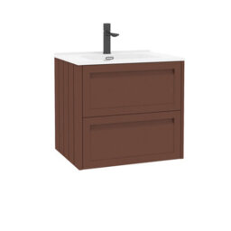 Royal Bathrooms Elmore 600mm Traditional Wall Hung 2 Drawer Cabinet Bathroom Vanity Unit With Ceramic Basin Sink - Terracotta Clay - thumbnail 6