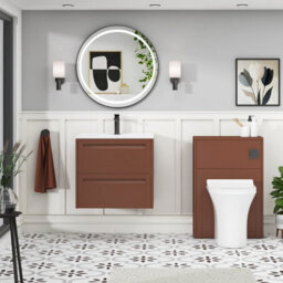 Royal Bathrooms Elmore 600mm Traditional Wall Hung 2 Drawer Cabinet Bathroom Vanity Unit With Ceramic Basin Sink - Terracotta Clay - thumbnail 4