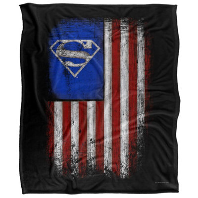 DC comics Superman Silky Old Glory Shield Supersoft Blanket Black/white/red (One Size) - image 1