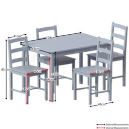 Lassic Vida Designs Yorkshire Grey Solid Pine 4 Seater Dining Set With 4 Chairs - thumbnail 2