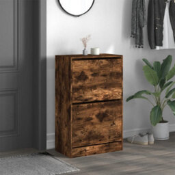 Berkfield Shoe Cabinet Smoked Oak 60X34X96.5 Cm Engineered Wood - thumbnail 3