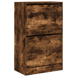 Berkfield Shoe Cabinet Smoked Oak 60X34X96.5 Cm Engineered Wood - thumbnail 4