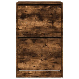 Berkfield Shoe Cabinet Smoked Oak 60X34X96.5 Cm Engineered Wood - thumbnail 5