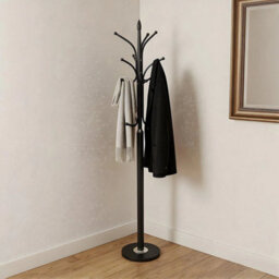 Black Freestanding Hall Tree With Marble Base 12 Hooks For Entryway - thumbnail 5