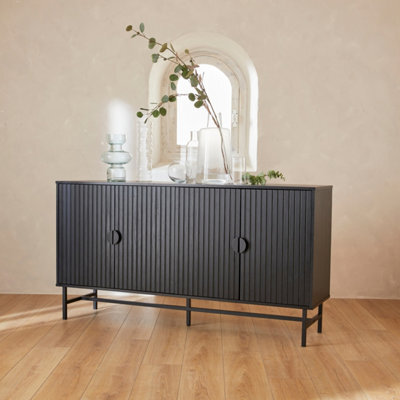 Sweeek - 157.5Cm Sideboard Cabinet With Two Doors And One Shelf Black 157.5X39X83 Cm - Bazalt - image 1