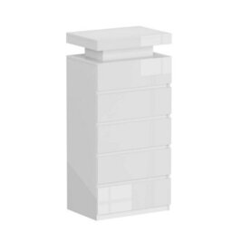 5 Drawer White High Gloss Bedside Table Cabinet Led Rgb Light Storage - thumbnail 4