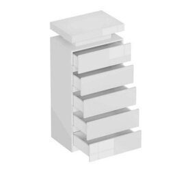 5 Drawer White High Gloss Bedside Table Cabinet Led Rgb Light Storage - thumbnail 3
