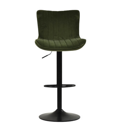 Lakeland Furniture Teeter Olive Green Velvet Black Adjustable Base Bar Stool - image 1