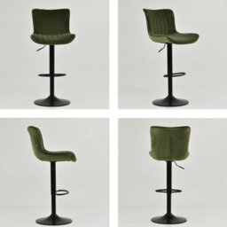 Lakeland Furniture Teeter Olive Green Velvet Black Adjustable Base Bar Stool - thumbnail 6