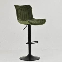 Lakeland Furniture Teeter Olive Green Velvet Black Adjustable Base Bar Stool - thumbnail 3