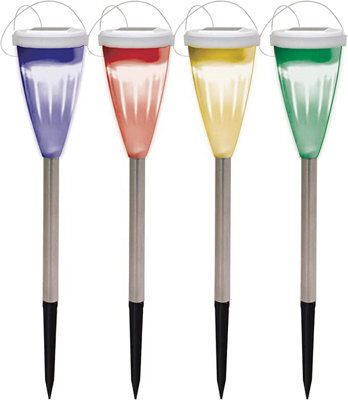 Gardenwize Pack Of 4 Colour Changing Solar Powered Led Garden Hanging/stake Lights Porch Patio Decking Pathway No Running Costs - image 1