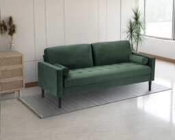 Velvet Bottle Green 3 Seater Sofa - thumbnail 2
