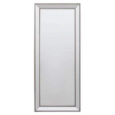 Orsina Silver Wall Mirror With Wooden Frame, Polished Decorative Mirror For Modern Interior, Full Length Mirror - image 1