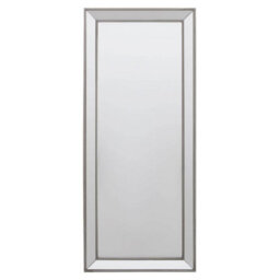 Orsina Silver Wall Mirror With Wooden Frame, Polished Decorative Mirror For Modern Interior, Full Length Mirror