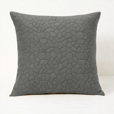 Ameha Grey Embossed Pebbles Velvet Cushion Cover, 18X18 Inch, Ultra Soft, Breathable & Hypoallergenic