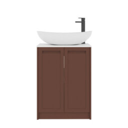 Royal Bathrooms Royal Bathroom Elmore 600mm Terracotta Clay Freestanding Bathroom Vanity Unit 2 Door Plain White Worktop With Cesar Basin - thumbnail 7