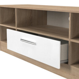Trent Wide Open Tv Unit In White Matt & Black Matt (Ready Assembled) - thumbnail 6