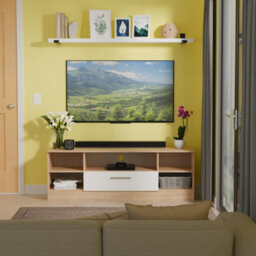 Trent Wide Open Tv Unit In White Matt & Black Matt (Ready Assembled) - thumbnail 1