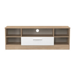 Trent Wide Open Tv Unit In White Matt & Black Matt (Ready Assembled) - thumbnail 2