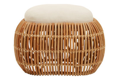 Orsina Rattan Bean Bench, Rattan Bean Stool For Home, Outdoor, Lounge, Living Room, Unique Curved Rattan Stool - image 1