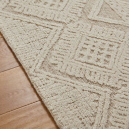 Handmade Modern Easy To Clean Beige Ivory Wool Geometric Living Room Bedroom Rug-200Cm X 285Cm - thumbnail 2